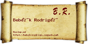 Bebők Rodrigó névjegykártya